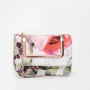 Ted Baker Massie Painted Posie Bow Detail Clutch in Pink